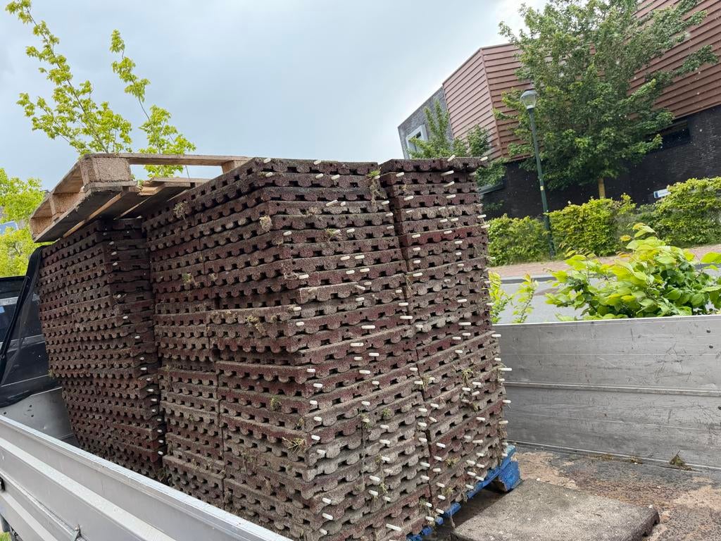 55m2 Gebruikte rubberen tegels 50x50cm, Ophalen, Rubber, Zo goed als nieuw, 10 m² of meer