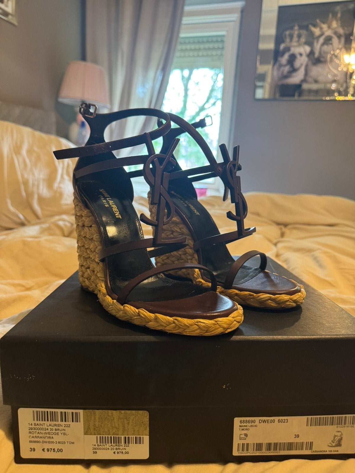 Yves saint  laurent wedges ysl, Bruin, Ophalen of Verzenden, Zo goed als nieuw, Schoenen met hoge hakken