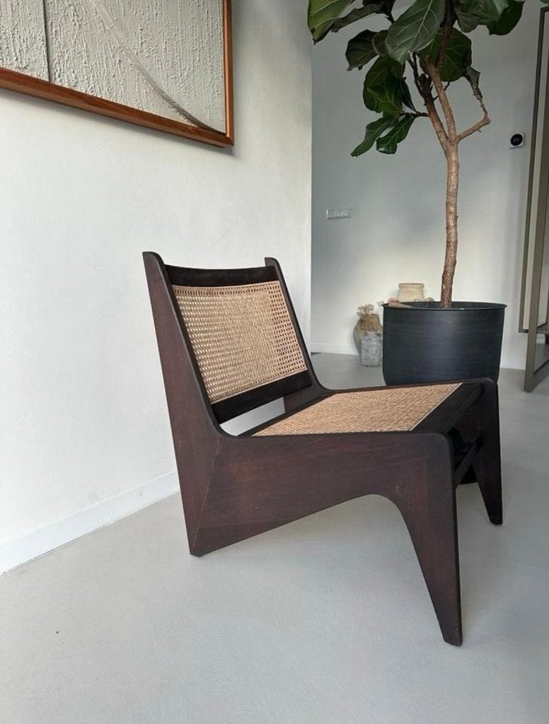 Rotan kangaroo chair - Pierre - Donkerbruin, Huis en Inrichting, Stoelen, Ophalen, Bruin, Nieuw, Hout