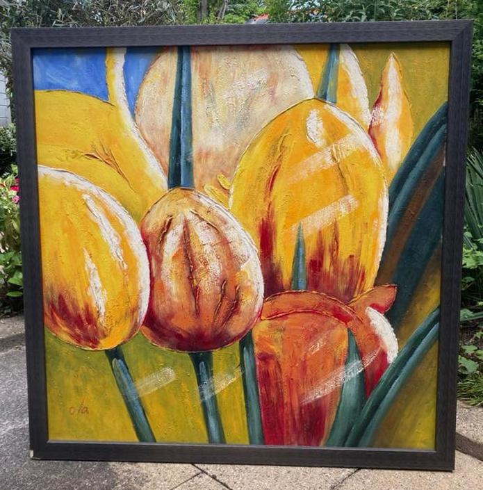 Tulpen, abstract schilderij, Ophalen