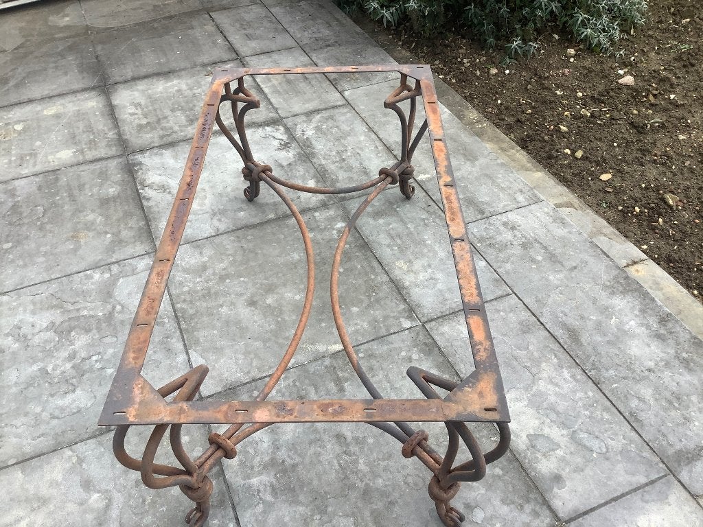 Smeedijzeren onderstel salontafel, Ophalen, Gebruikt, 100 tot 150 cm, 50 tot 100 cm