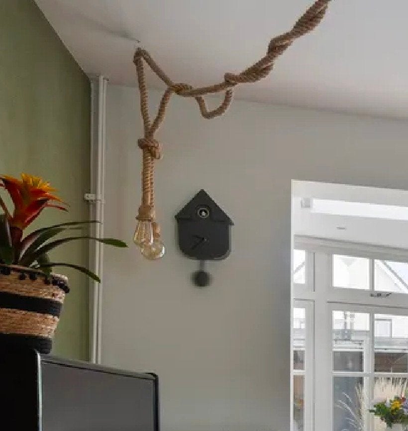 Hanglamp touw kamerlamp (exclusief lichtbronnen), Ophalen, Rustiek, Industrieel, Bohemian, Natuurlijk materiaal, E27 (groot)