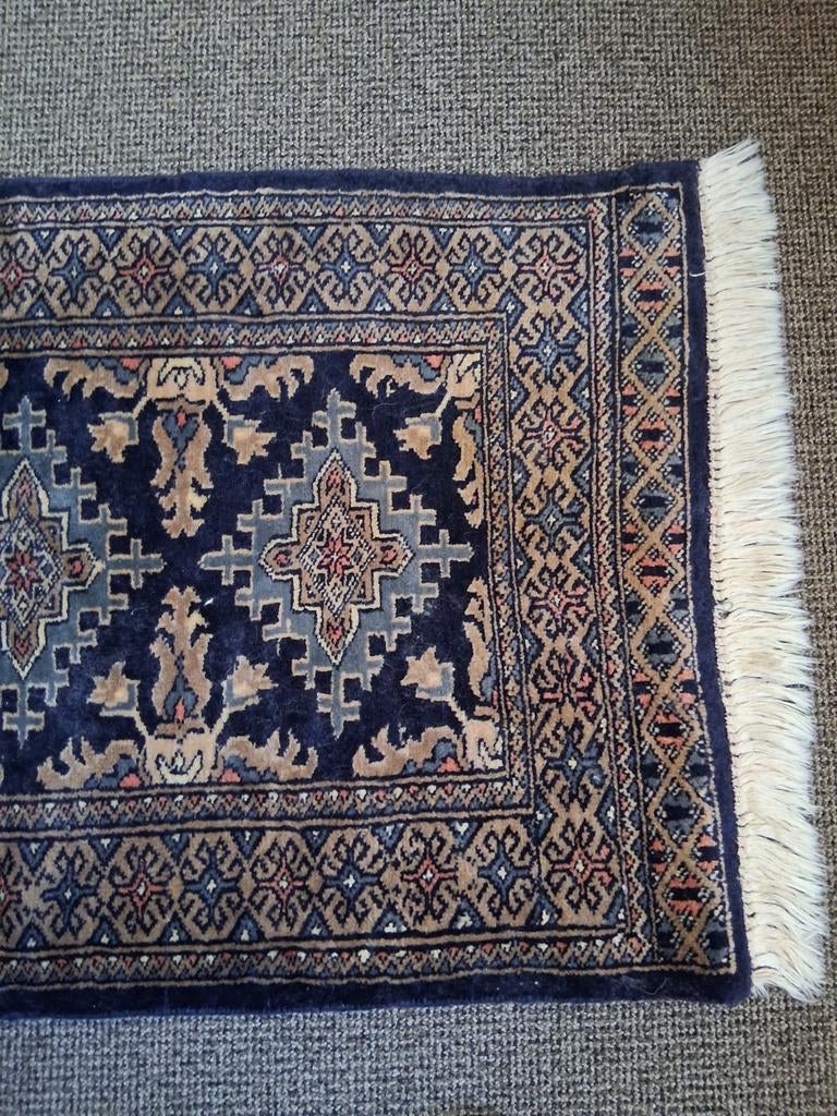 Oosters tapijt 100x60 cm - Blauw met traditioneel patroon, Gebruikt, 100 tot 150 cm, Blauw, Oosters, Traditioneel