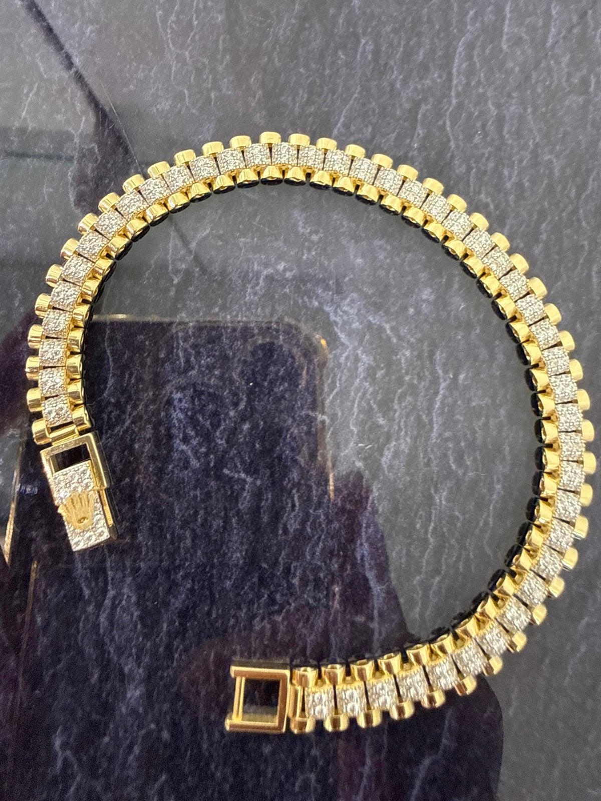 Prachtige 14 karaats gouden rolex design armband | ITALY, Ophalen of Verzenden, Nieuw, Goud