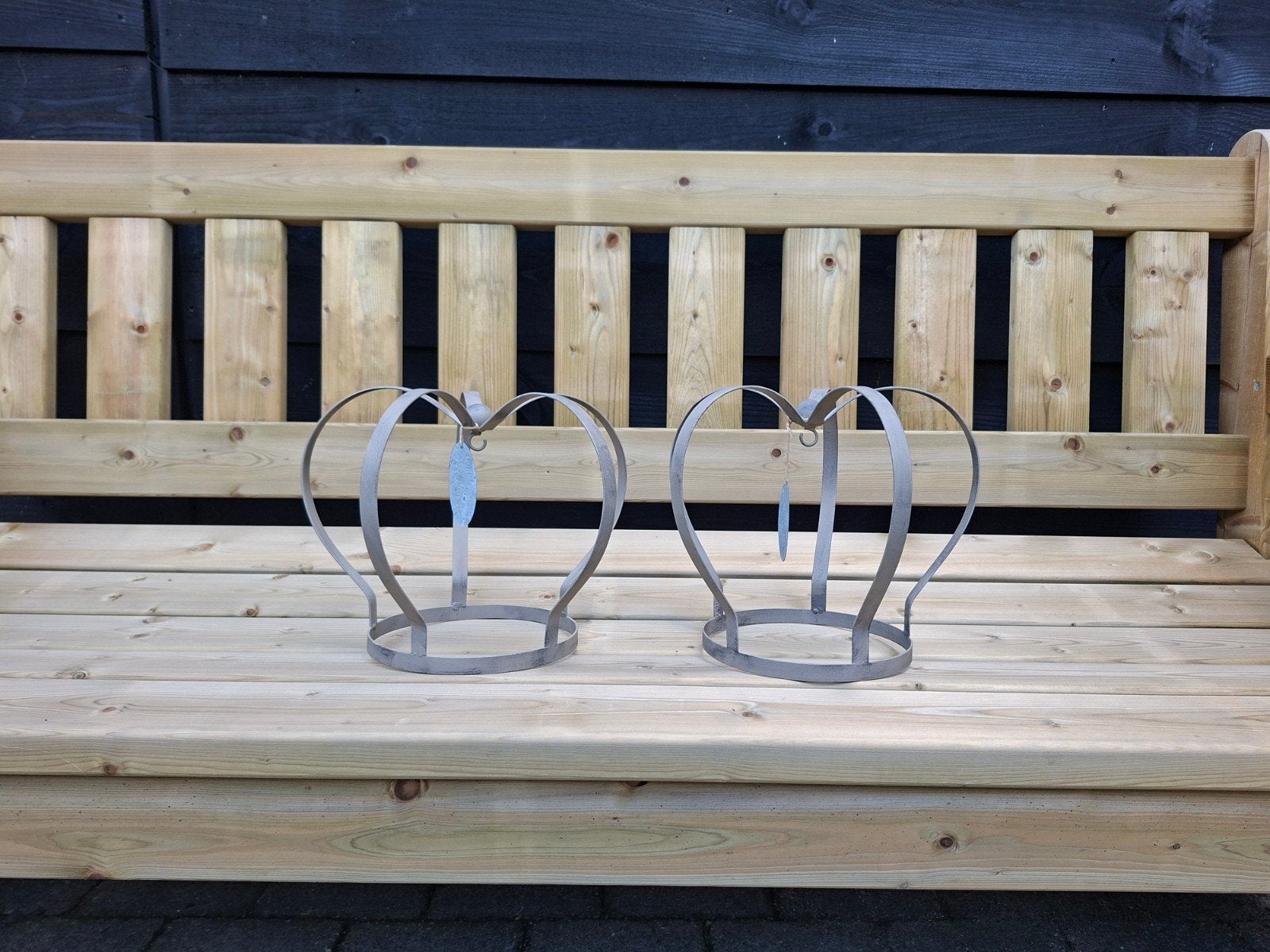 2x Countryfield metalen kroon kaarshouders, Tuin en Terras, Ophalen, Zo goed als nieuw