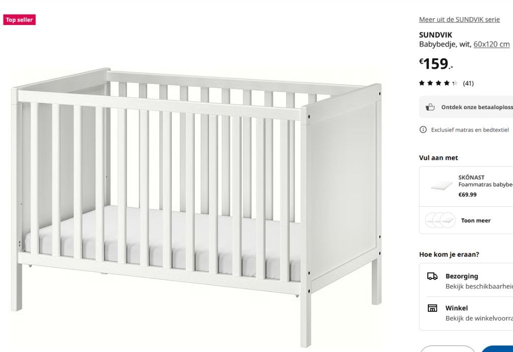 Complete baby/kinderkamer: ledikant, bed, kast, commode,tent