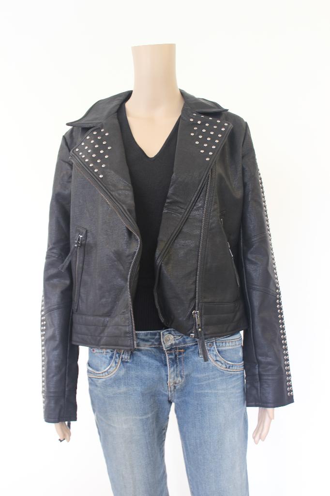 Espirit zwart leatherlook jasje maat 42, ., Zwart, Maat 42/44 (L), Ophalen of Verzenden