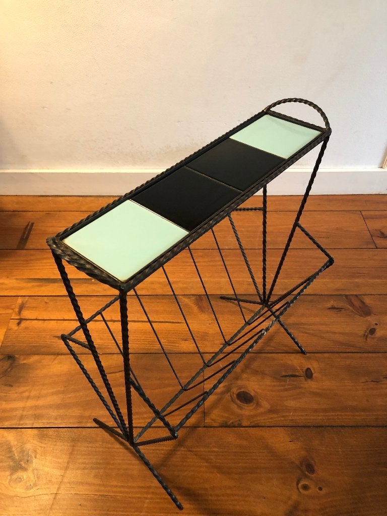 Vintage lectuurtafel / bijzettafel, vintage design, Meerdere vakken, Metaal, Ophalen of Verzenden, Zo goed als nieuw