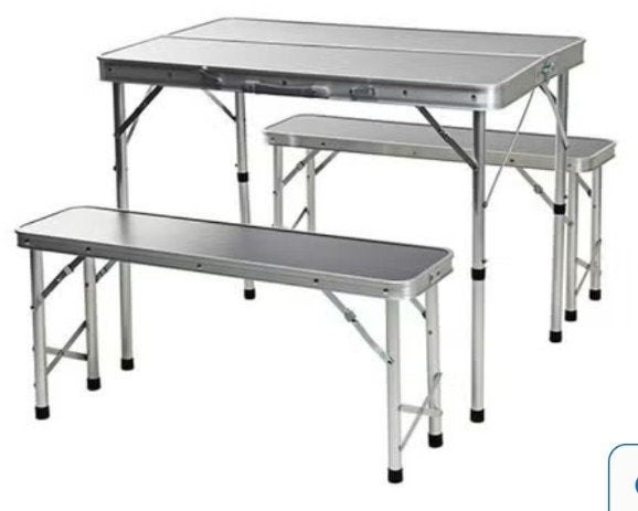 Inklapbare Campingtafel met 2 Banken - Picknickset, Caravans en Kamperen, Kampeeraccessoires, Ophalen of Verzenden, Gebruikt