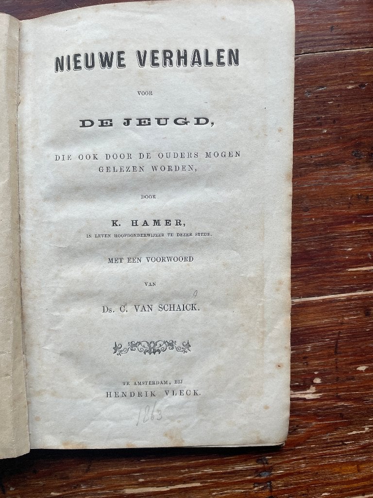 K. Hamer Nieuwe verhalen voor de jeugd 1863, Ophalen of Verzenden, K. Hamer