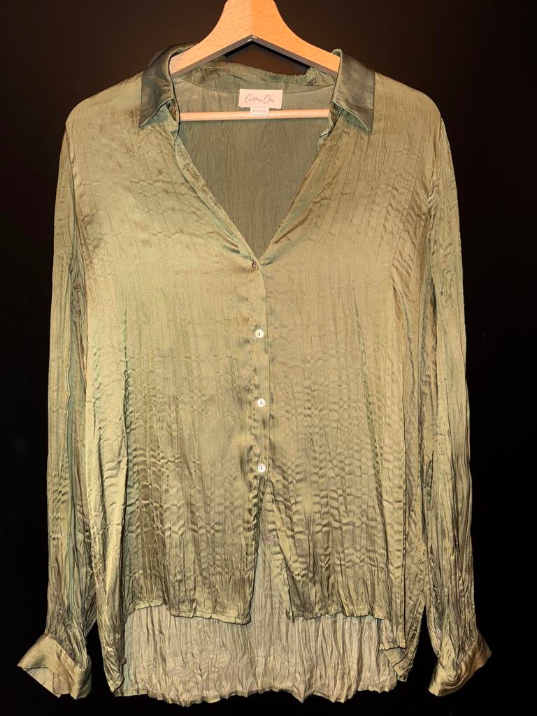 Groene blouse van Cotton Club, Ophalen of Verzenden, Zo goed als nieuw, Maat 38/40 (M), Groen