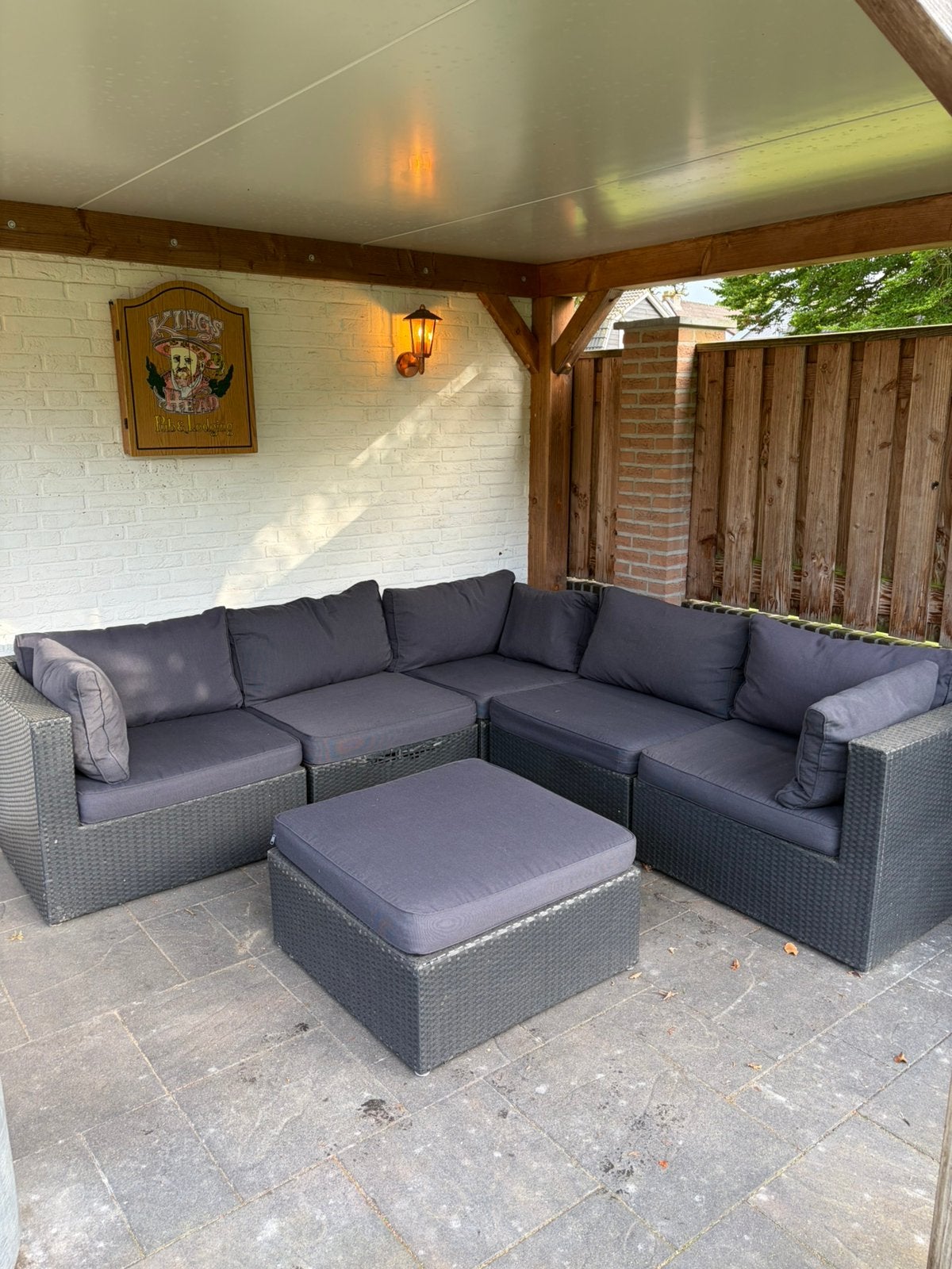 Lounchbank tuinset incl. kussens en opbergtas, Ophalen, Gebruikt, Wicker, Loungeset