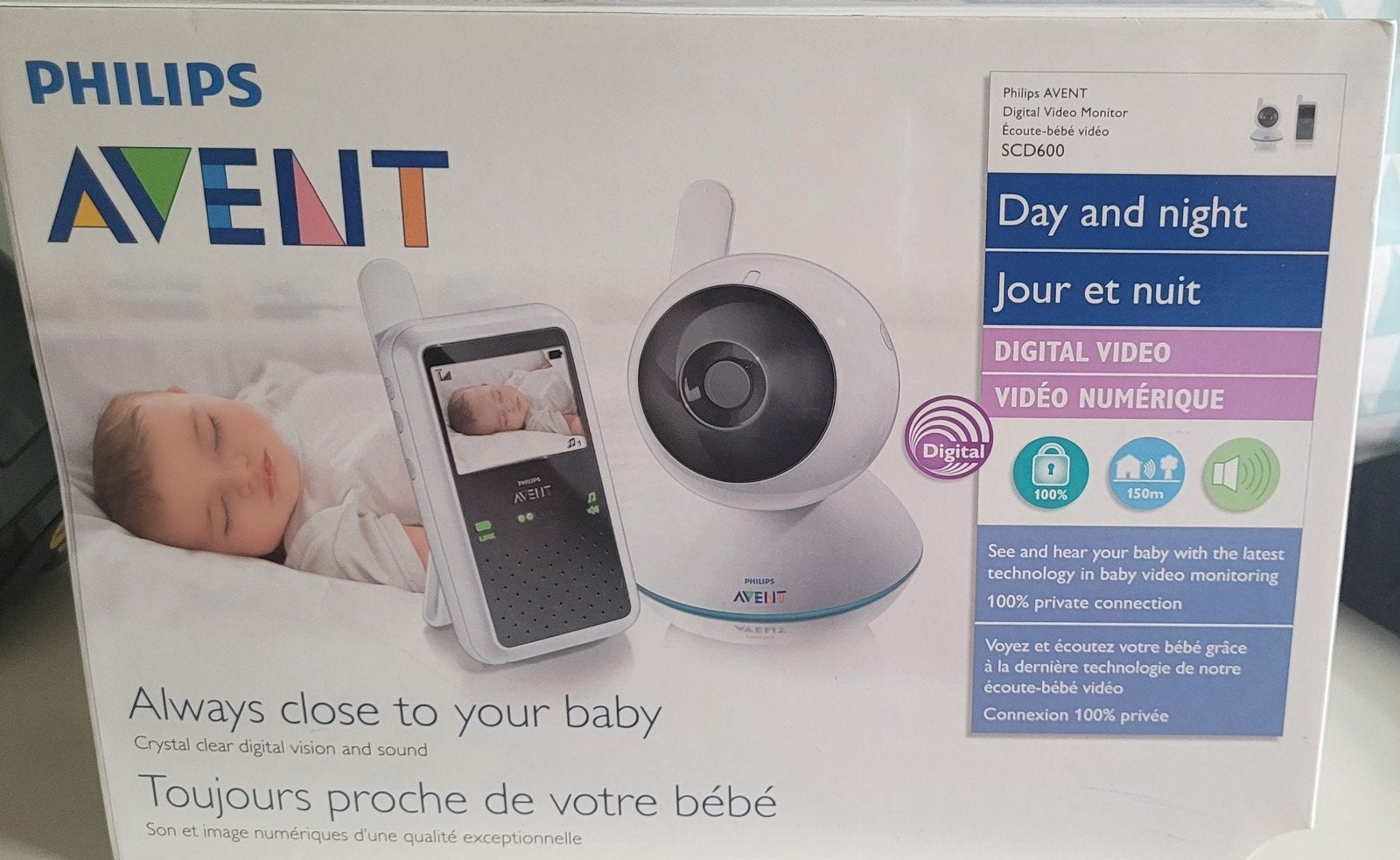 Philips Avent SCD603/00 Digitale Video Babyfoon, Kinderen en Baby's, Babyfoons, Gebruikt, 100 tot 250 meter, Camera, Digitaal