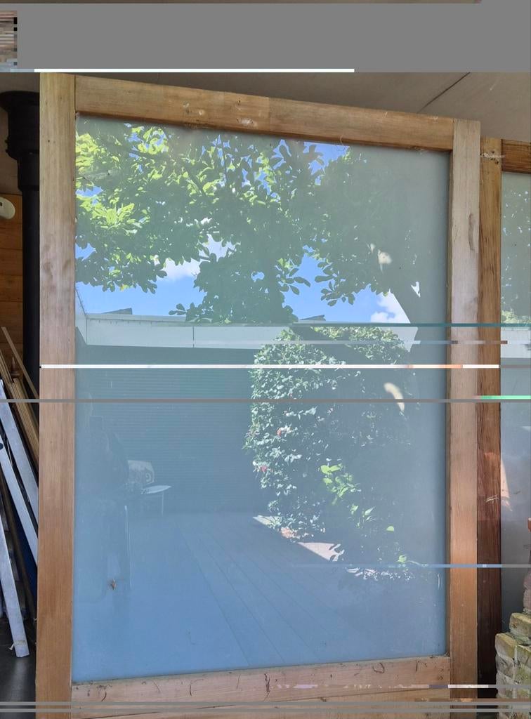 2 Red Cedar Houten deuren met Melkwit Glas, Doe-het-zelf en Verbouw, Deuren en Horren, Ophalen