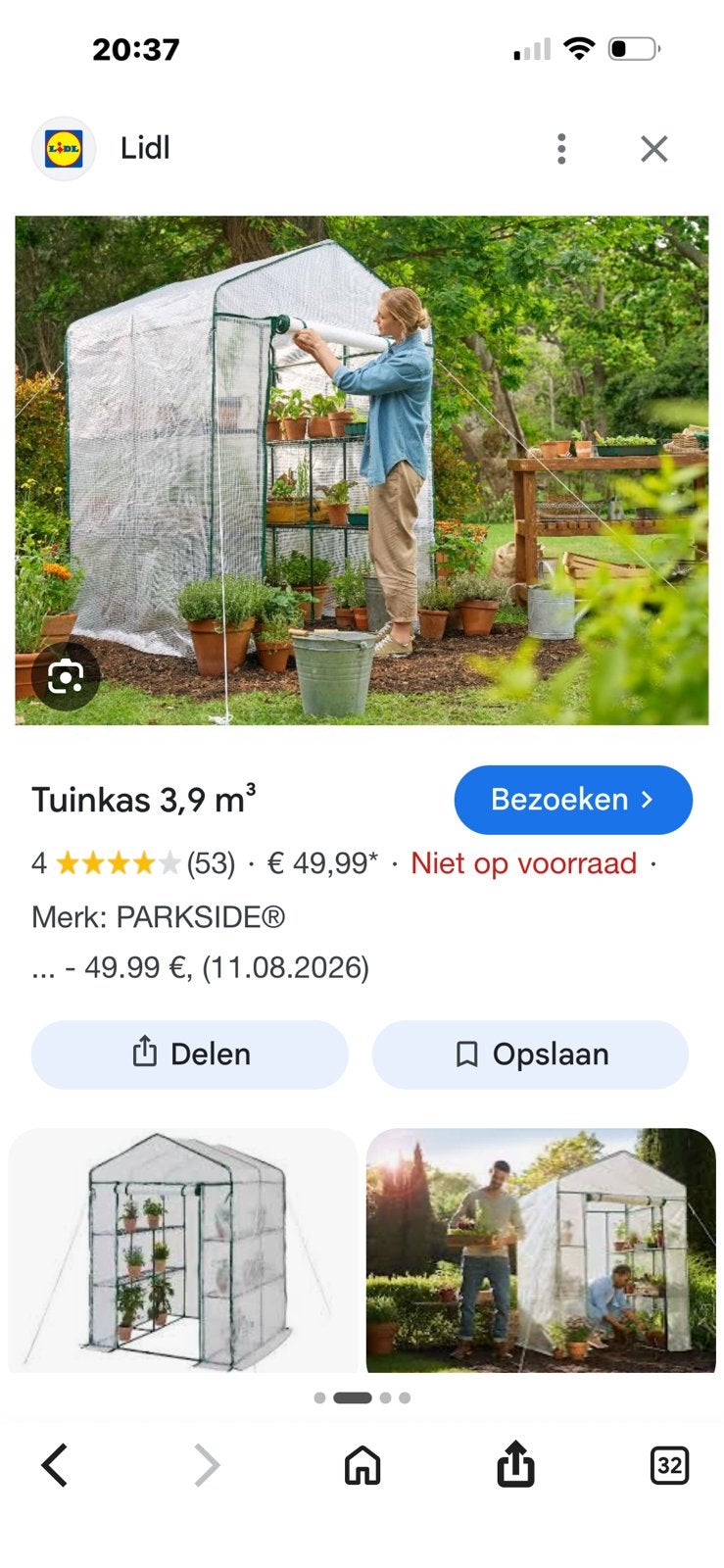 Te koop: kunststof tuinkas Parkside Lidl, Ophalen, Zo goed als nieuw, Plastic
