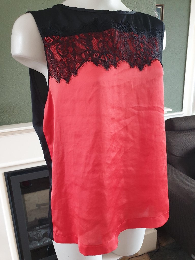 Summum Woman zwart rode top 40 M kant shirt, Maat 38/40 (M), Summum Woman, Verzenden, Zo goed als nieuw
