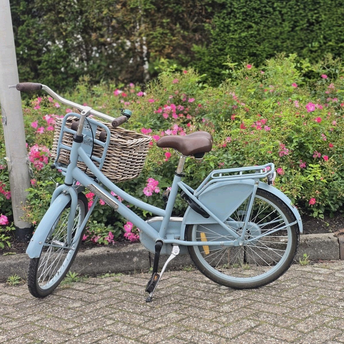Lichtblauwe Popal stadsfiets met mandje, Velgrem, 50 tot 53 cm, Ophalen, Overige merken
