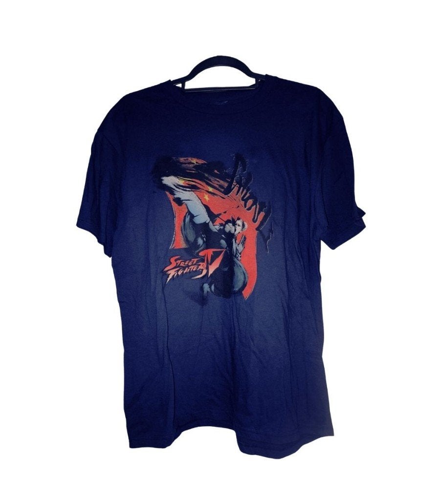 Vintage Street Fighter Kami T-Shirt XL Blue Capcom, Maat 52/54 (L), Blauw, Capcom, Ophalen of Verzenden