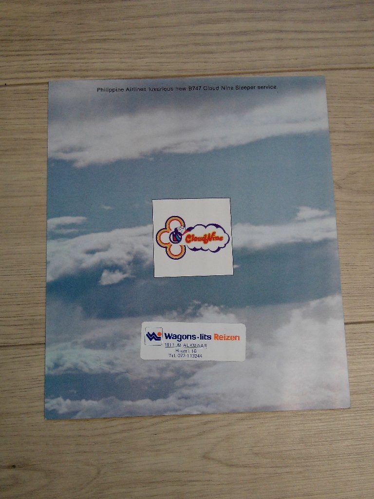 Brochure Philippine Airlines new Boeing 747 Cloud Nine, Verzenden, Zo goed als nieuw, Kaart, Foto of Prent