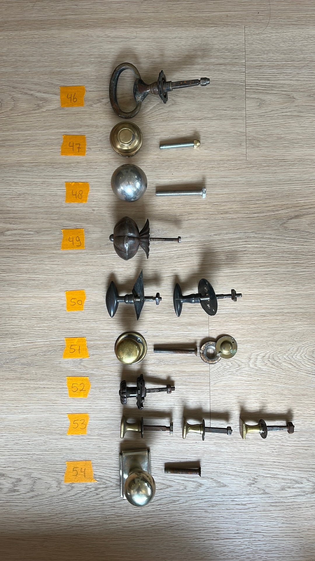 Deurknop nr46t/m54 ANTIEK Voordeurknop messing voordeur knop, Doe-het-zelf en Verbouw, Hang- en Sluitwerk, Ophalen of Verzenden