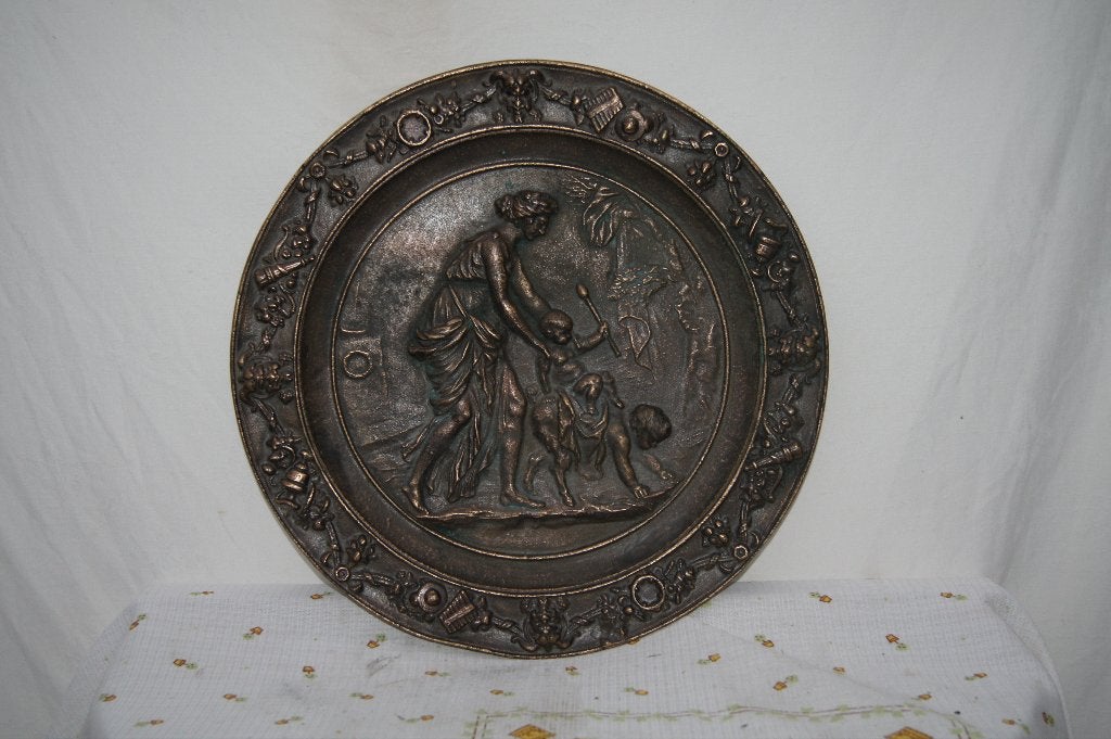 Antieke bronzen plaquette met mythologische voorstelling, Antiek en Kunst, Ophalen of Verzenden, Brons