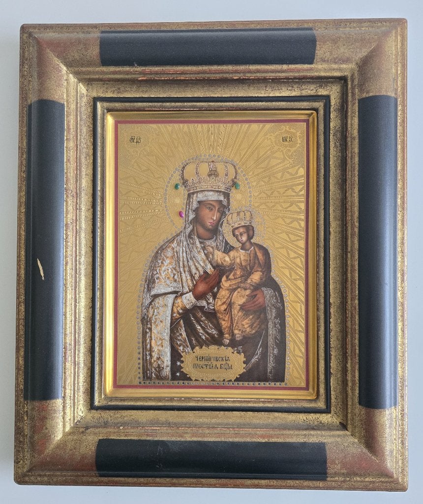 Icoon van de Gouden Madonna met Kind op porselein limiteerd, Verzamelen, Ophalen of Verzenden, Gebruikt, Overige typen, Christendom | Katholiek