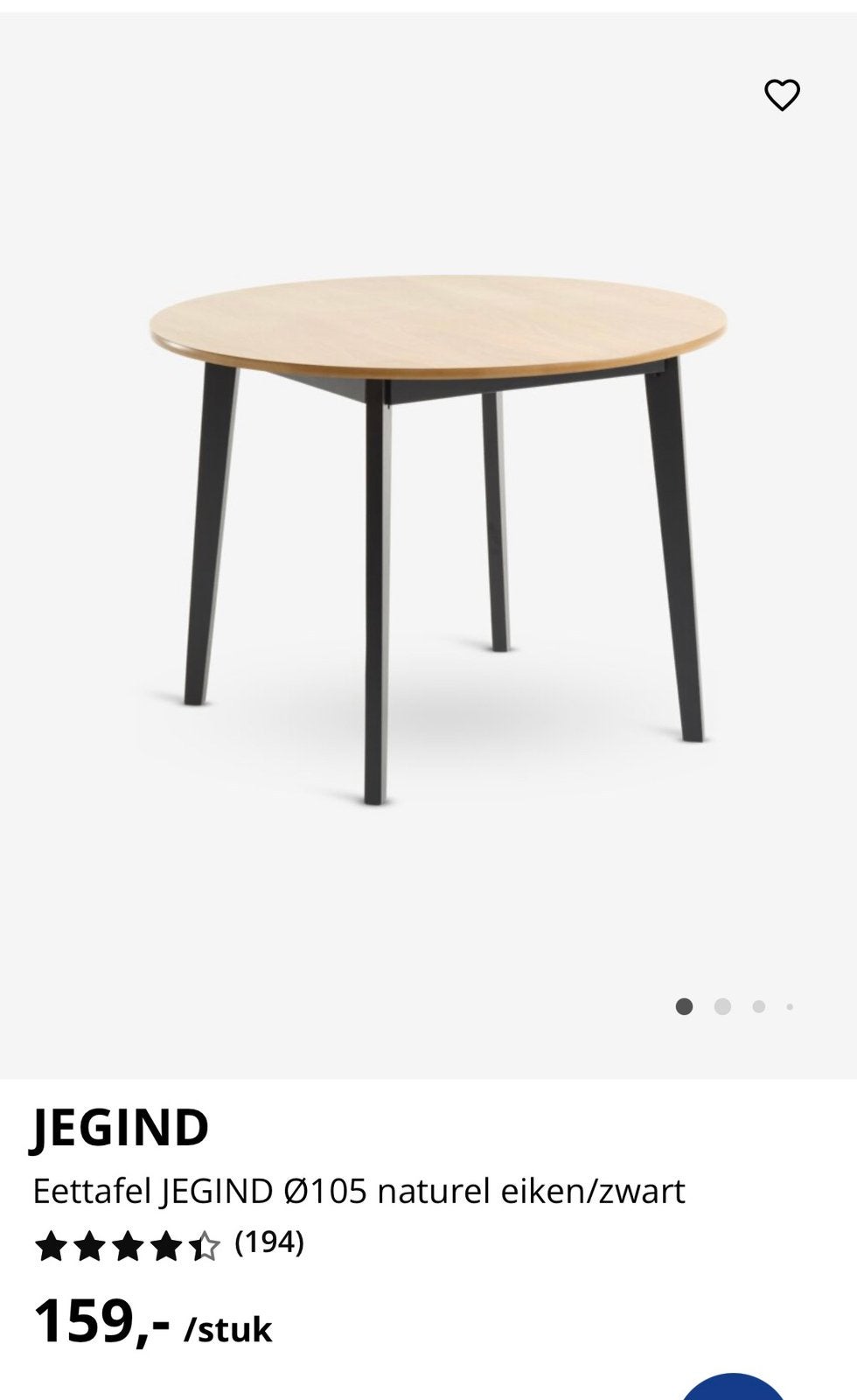 Ronde eettafel met stoelen Jysk 105cm, Huis en Inrichting, Tafels | Eettafels, Ophalen, 100 tot 150 cm, 50 tot 100 cm, Zo goed als nieuw