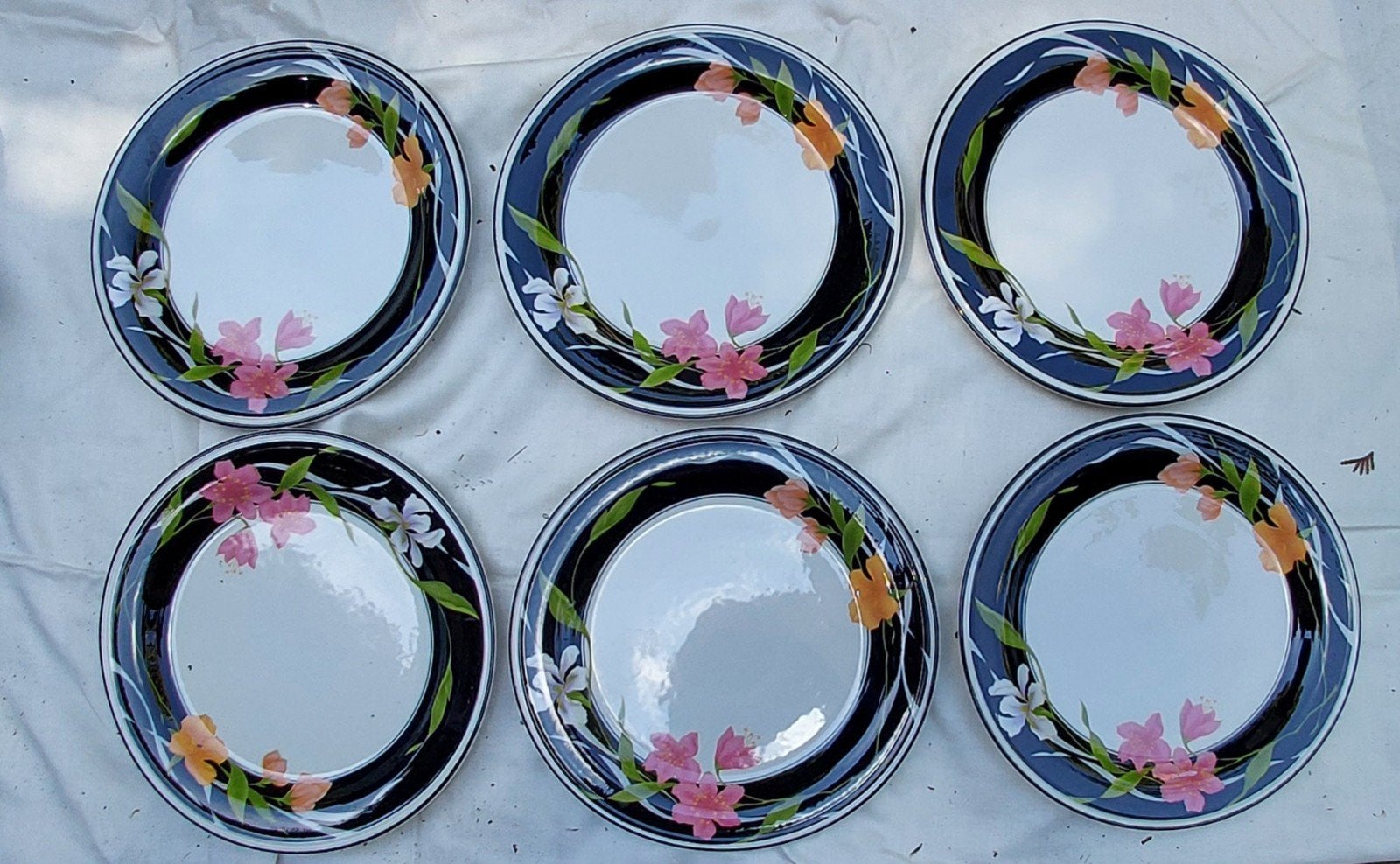 Vintage Sango "Memories" Saladeborden (6 stuks) – Sangostone, Ophalen of Verzenden, Overige stijlen, Bord(en)
