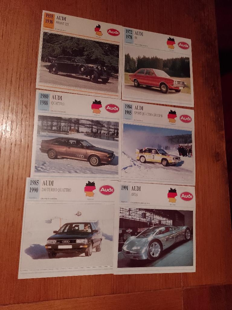 Diverse verzamelkaarten collectie Audi - 6 stuks, Ophalen of Verzenden, Gebruikt, Auto's