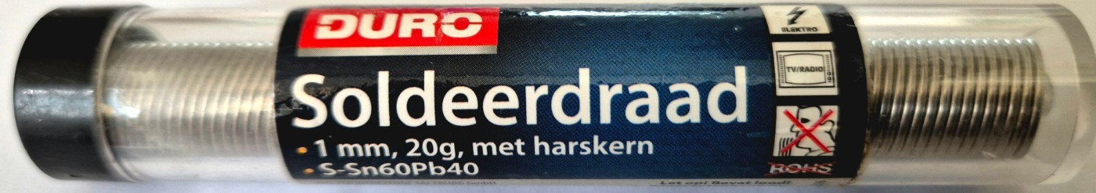 DURO Soldeerdraad 1mm, 20g, met harskern - S-Sn60Pb40, Ophalen of Verzenden, Nieuw