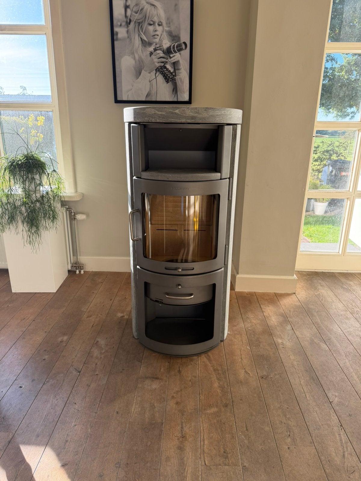 Hwam Beethoven H 4.5kW Speksteenkachel Houtkachel Vrijstaand, Huis en Inrichting, Houtkachel, Ophalen of Verzenden, Zo goed als nieuw