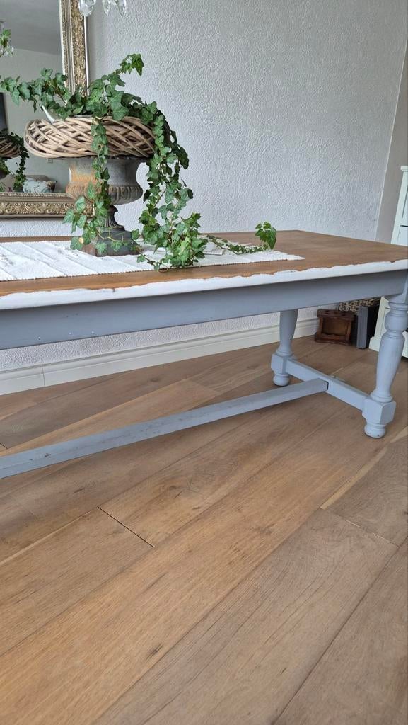 Robuuste houten eettafel - landelijke stijl, Ophalen, Gebruikt, 100 tot 150 cm, 50 tot 100 cm