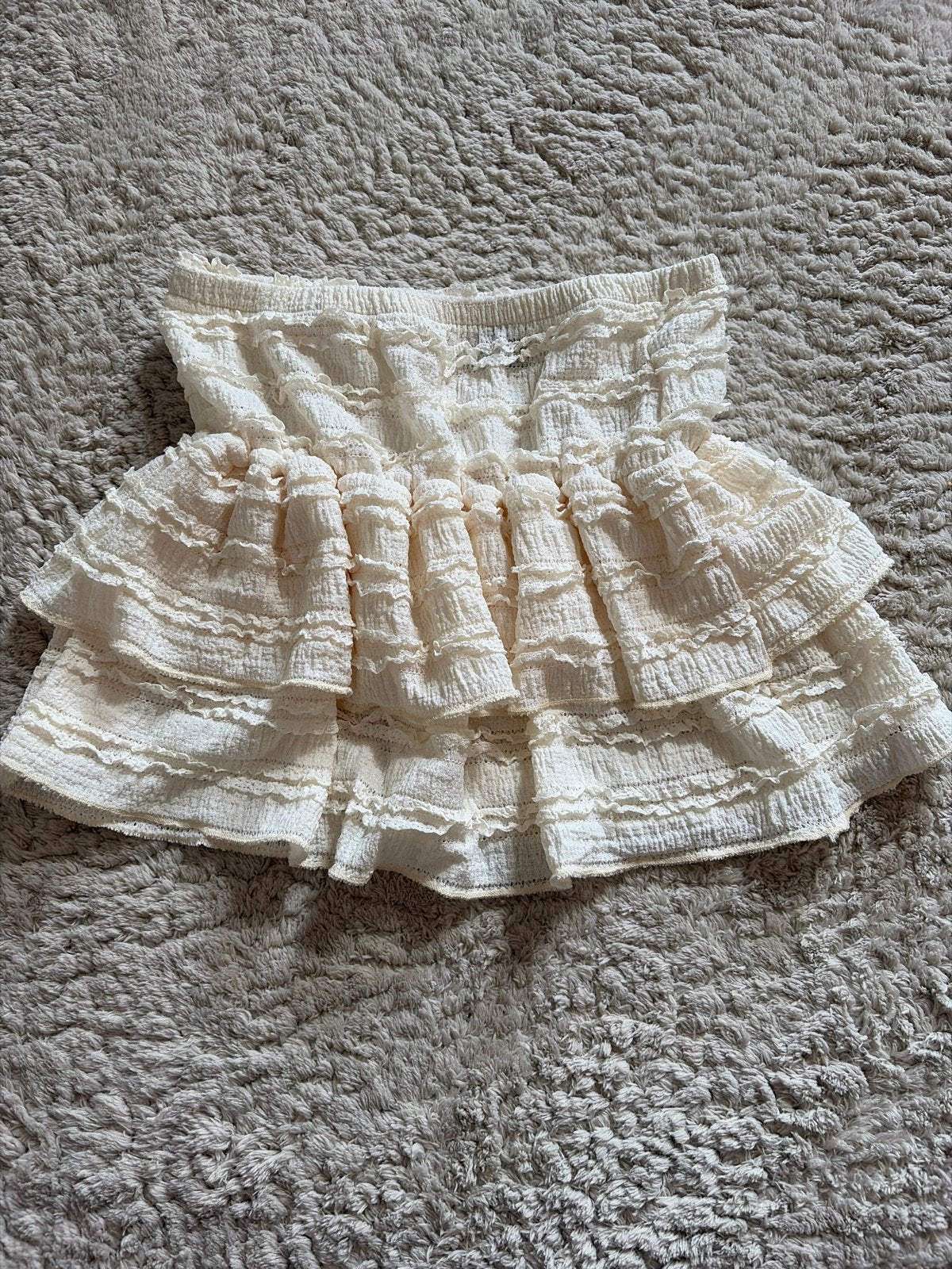 Shein gelaagde ruches mini-rok maat S, Beige, Ophalen of Verzenden, Zo goed als nieuw, Maat 36 (S)