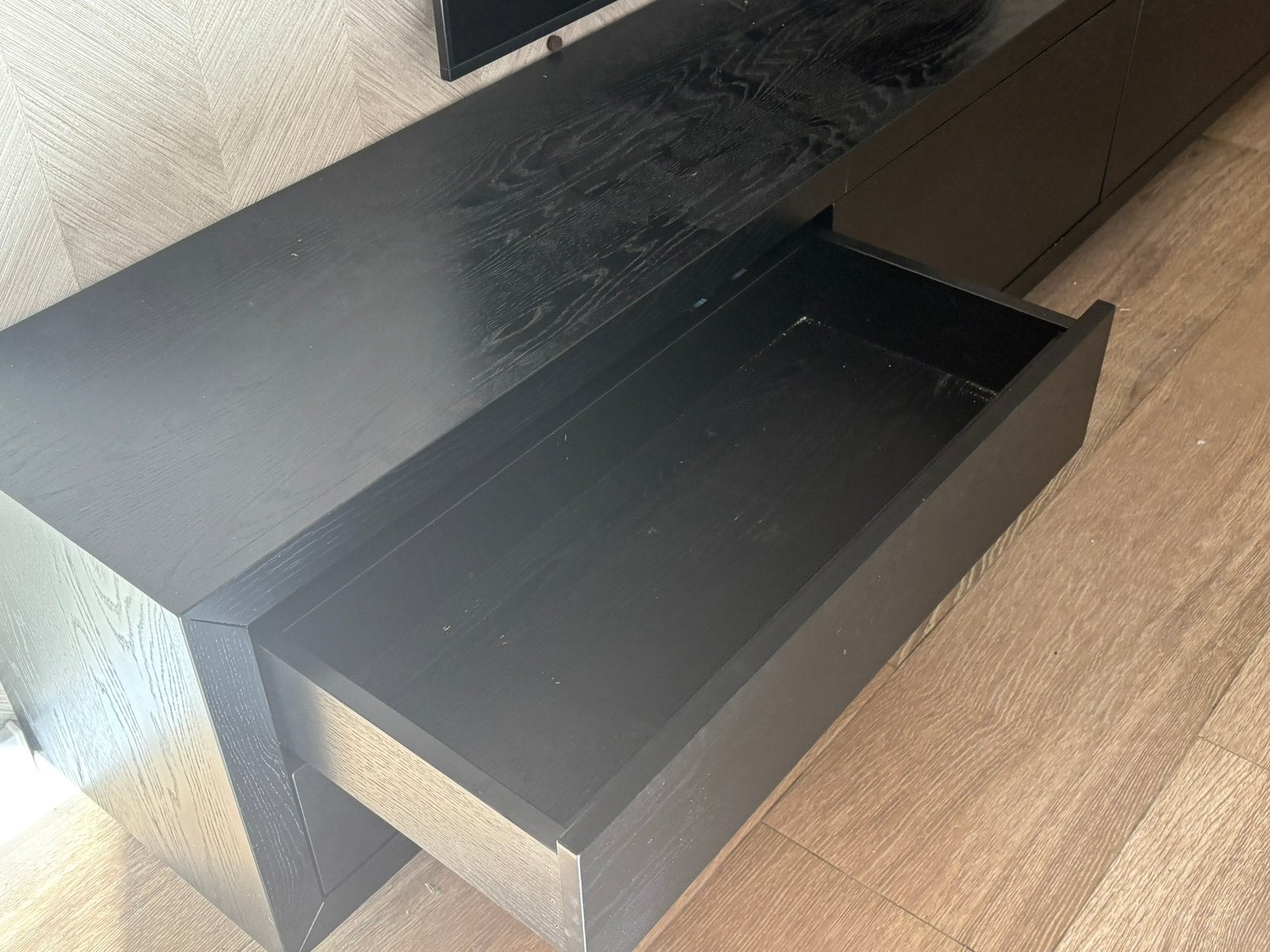 Op maat gemaakt massief eiken tv meubel, Huis en Inrichting, Kasten | Dressoirs, Ophalen, Met klep(pen), Eikenhout, Zo goed als nieuw