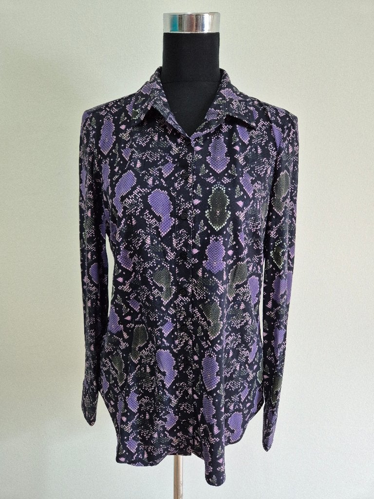Top81 - Lilapaarse Studio Anneloes travelstof blouse mt M, Ophalen of Verzenden, Zo goed als nieuw, Maat 38/40 (M), Blauw