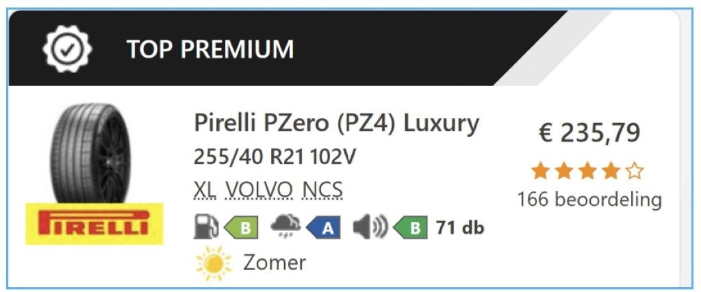 Te koop bijna nieuwe Pirelli PZero  Luxery 255/40 - R21, Ophalen