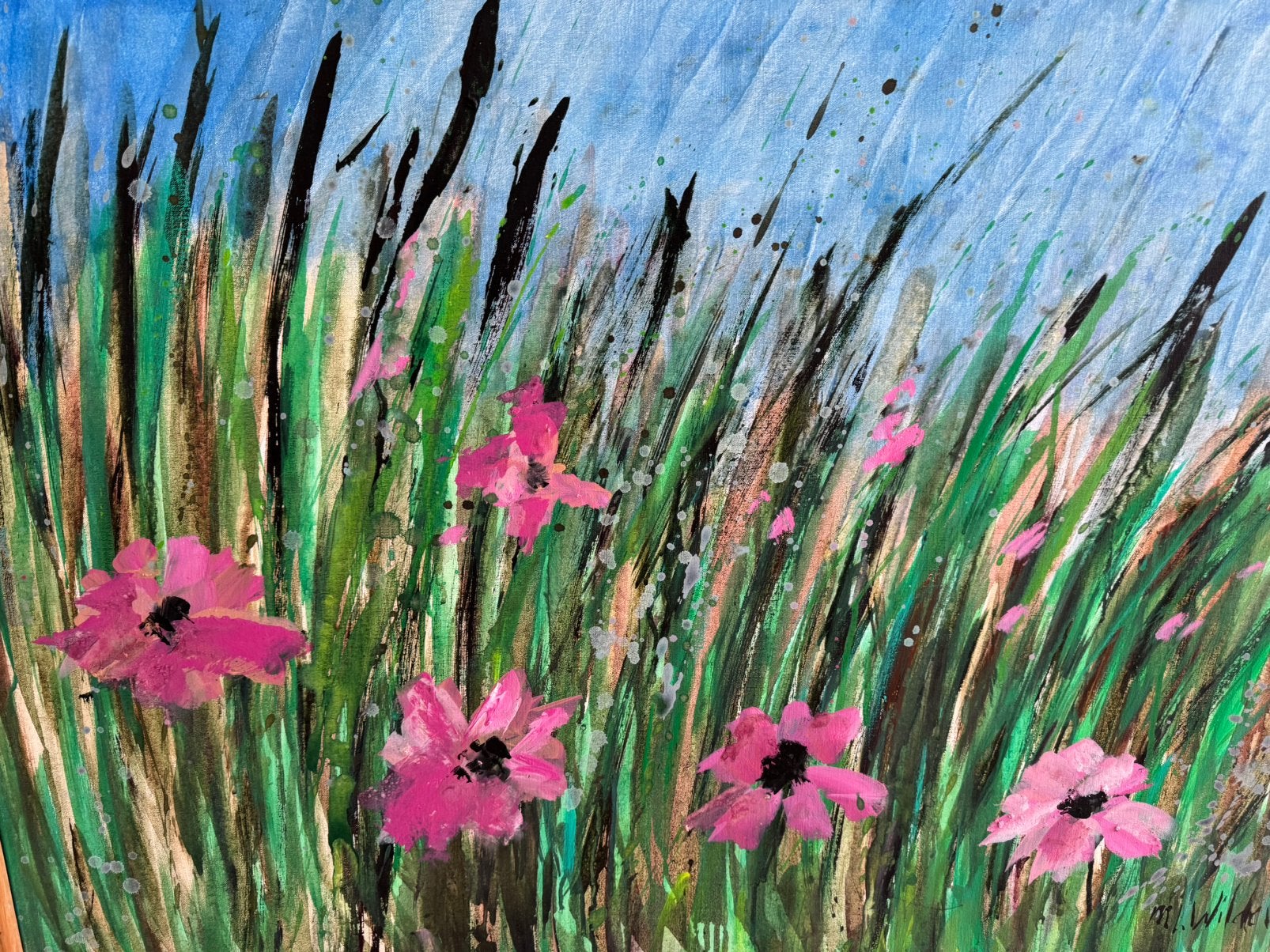 Schilderij Bloemenveld van Maya Wildevuur., Ophalen