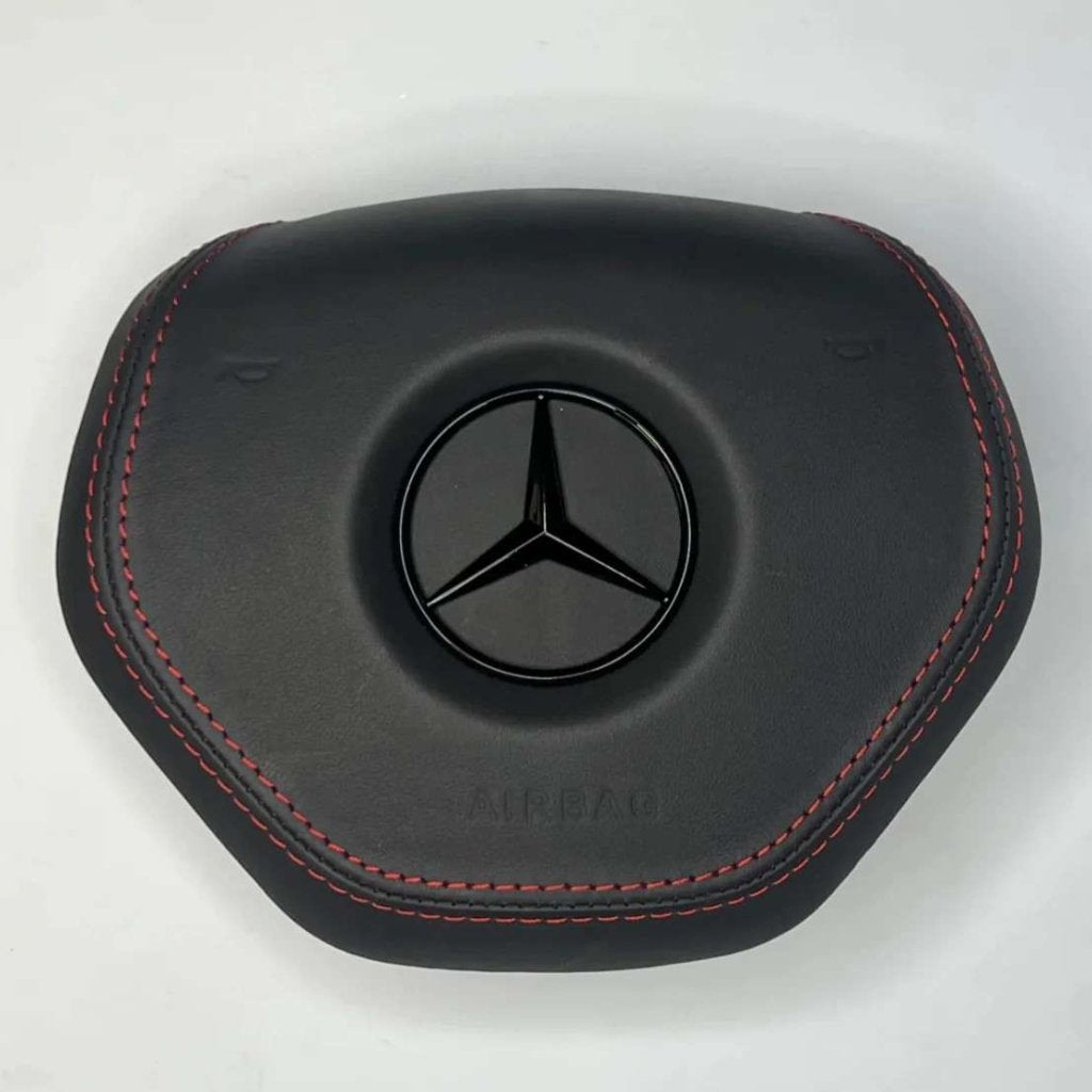 Mercedes airbag cover leer rode stiksels zwarte ster, Ophalen of Verzenden, RevParts, Info@revparts.nl, .
