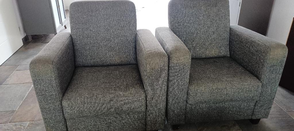 Fauteuil en eetkamerstoelen, Huis en Inrichting, Ophalen, Gebruikt, Stof, 50 tot 75 cm