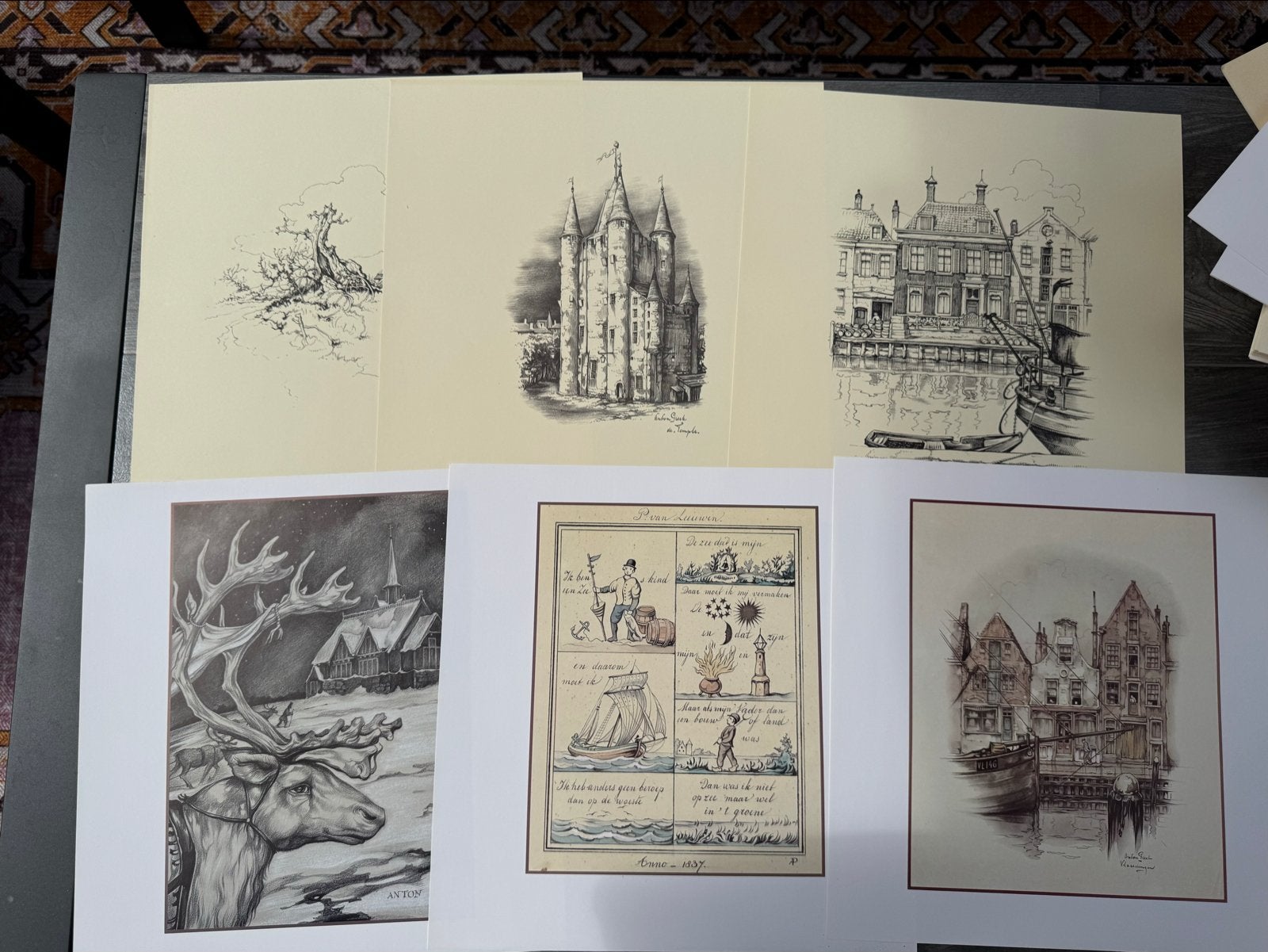 Anton Pieck Tekeningen - Reproducties in cassette, Ophalen of Verzenden, Reproductie, Print/reproductie