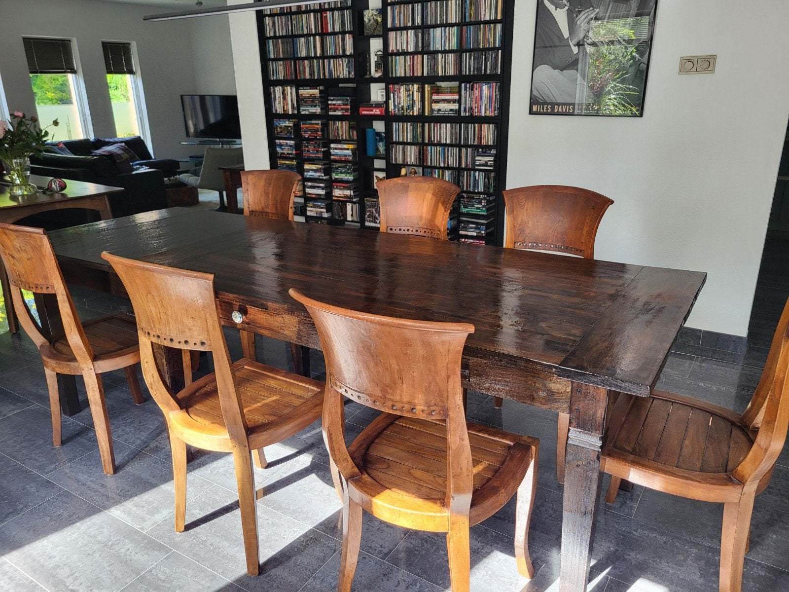 Eettafel met 7 stoelen, Ophalen, Zo goed als nieuw, 4 tot 6 stoelen