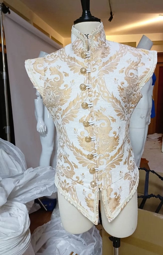 Wit heren renaissance vest middeleeuws victoriaans piraten, Verzenden, Nieuw, Overige maten, Kleding