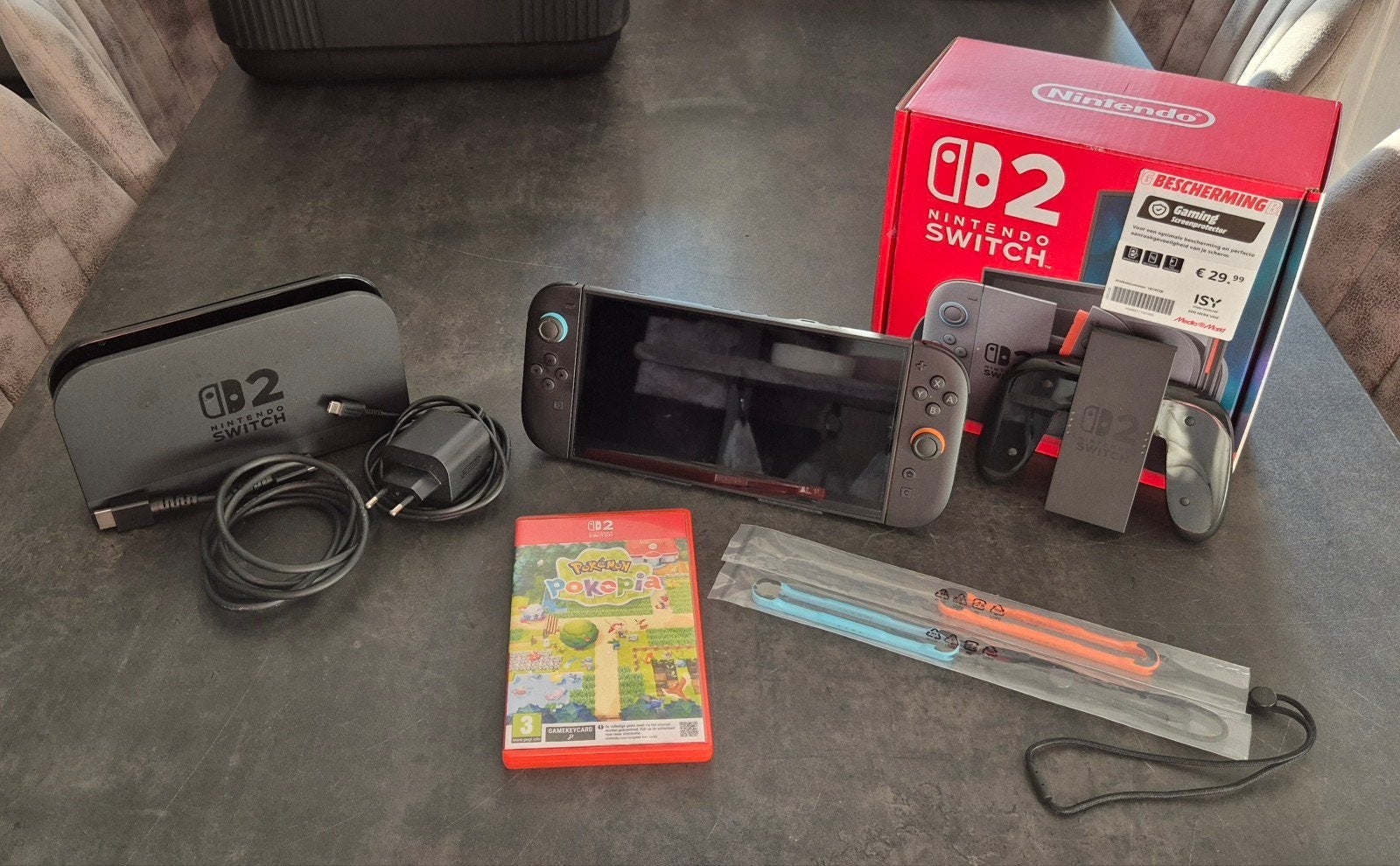Nintendo Switch 2 + Screenprotector + Pokopia, Ophalen, Met games, Met 2 controllers, Zo goed als nieuw