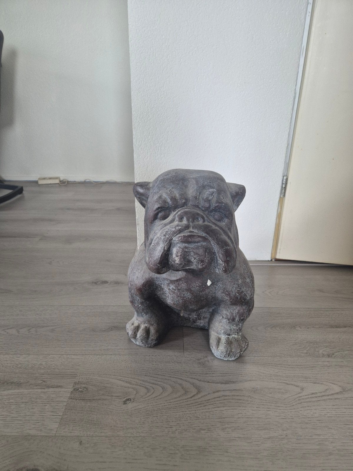 Decoratieve Bulldog Beeld - Grijs Steen, Vintage, Gebruikt, Ophalen of Verzenden, Grijs