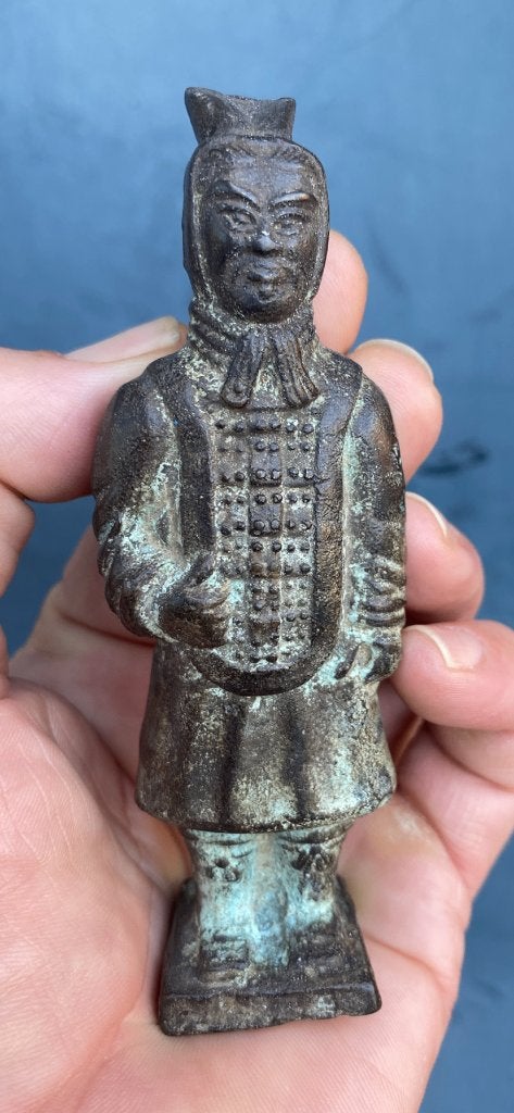 Antiek bronzen Aziatisch beeldje van een samurai?, Verzenden, Brons