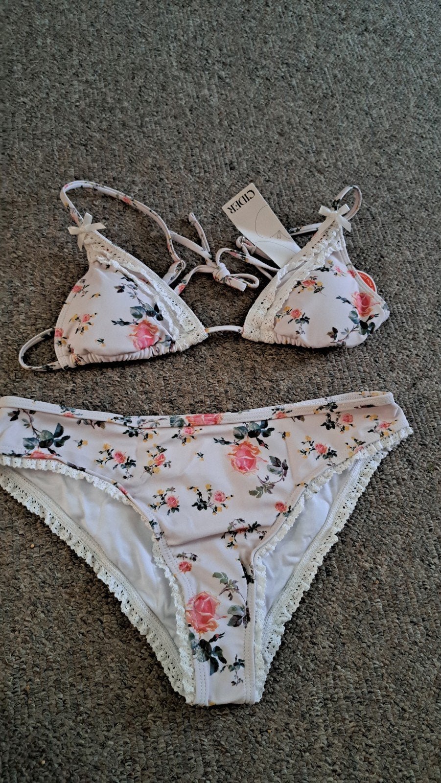 Nieuwe CIDER Bikini met Bloemenprint en Kanten Details, Kleding | Dames, Badmode en Zwemkleding, Meerkleurig, Nieuw, Ophalen of Verzenden