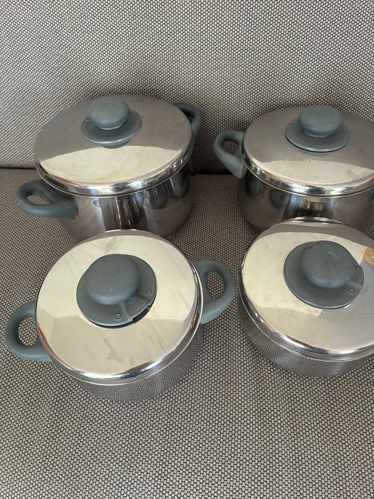 Pannenset Fissler 4 pannen, Ophalen, Zo goed als nieuw, Rvs, Pannenset