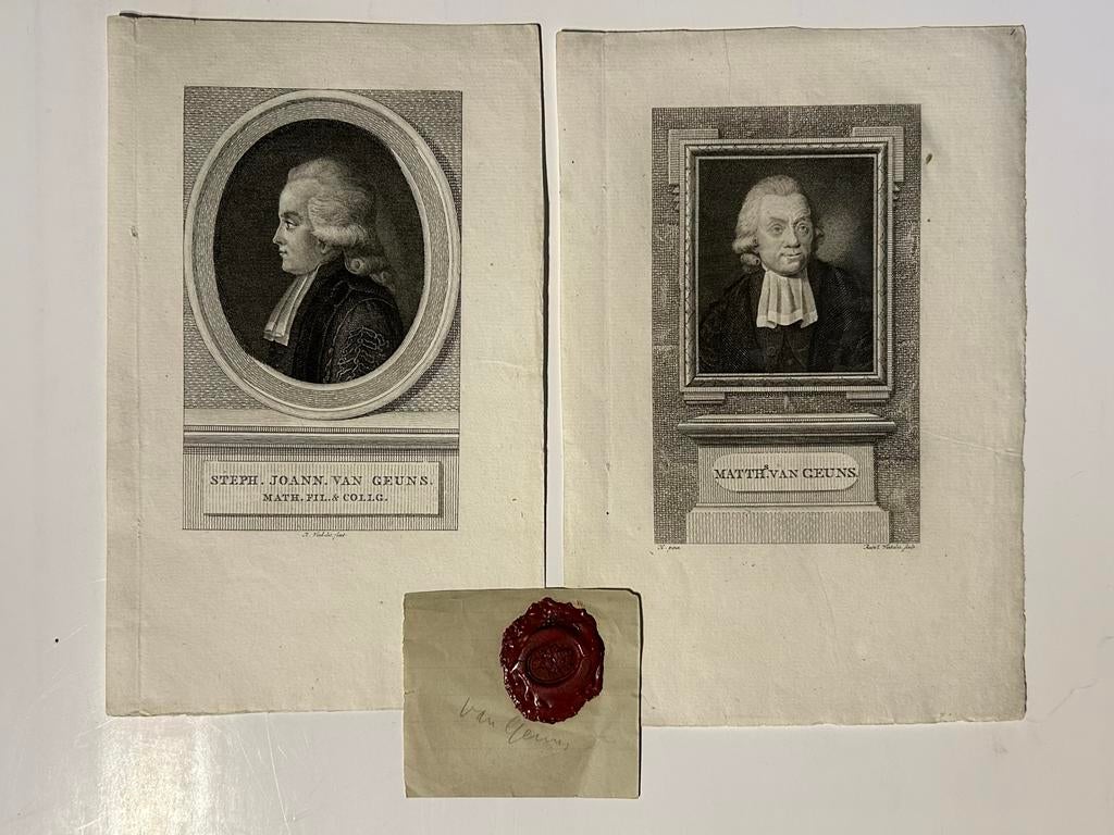 Reinier Vinkeles - 2 Van Geuns portretgravures - 18e eeuw, Antiek en Kunst, Portret, Ophalen of Verzenden, Gravure, Origineel