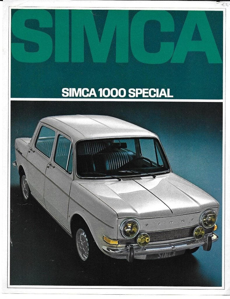 Simca 1000 Special sheet A4 1968 folder (Si01), Ophalen of Verzenden, Zo goed als nieuw, Overige merken