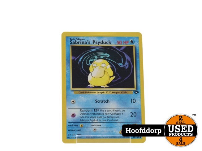 TCG Sabrina's Psyduck #99 NM, Nintendo, Zo goed als nieuw, Support@nintendo.com, 11-1 Hokotate-cho, Kamitoba, Minami-ku
Kyoto 601-8501
Japan